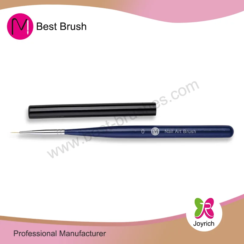 Kuas Nail Art Topi Hitam Kayu Biru Tua