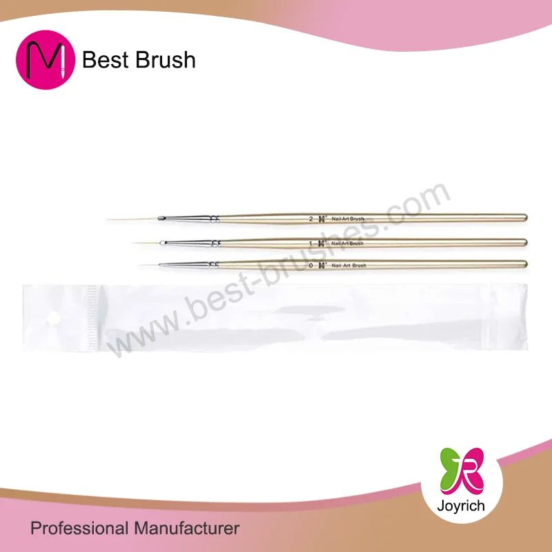 Set Kuas Seni Kuku Gagang Kayu Emas